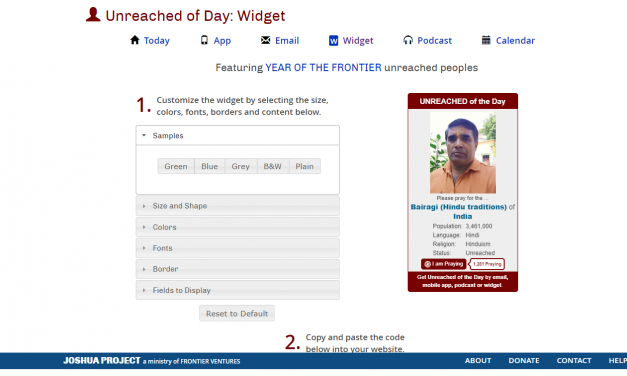 6) Joshua Project Adds an “I Am Praying” Button to Their Unreached People Widget