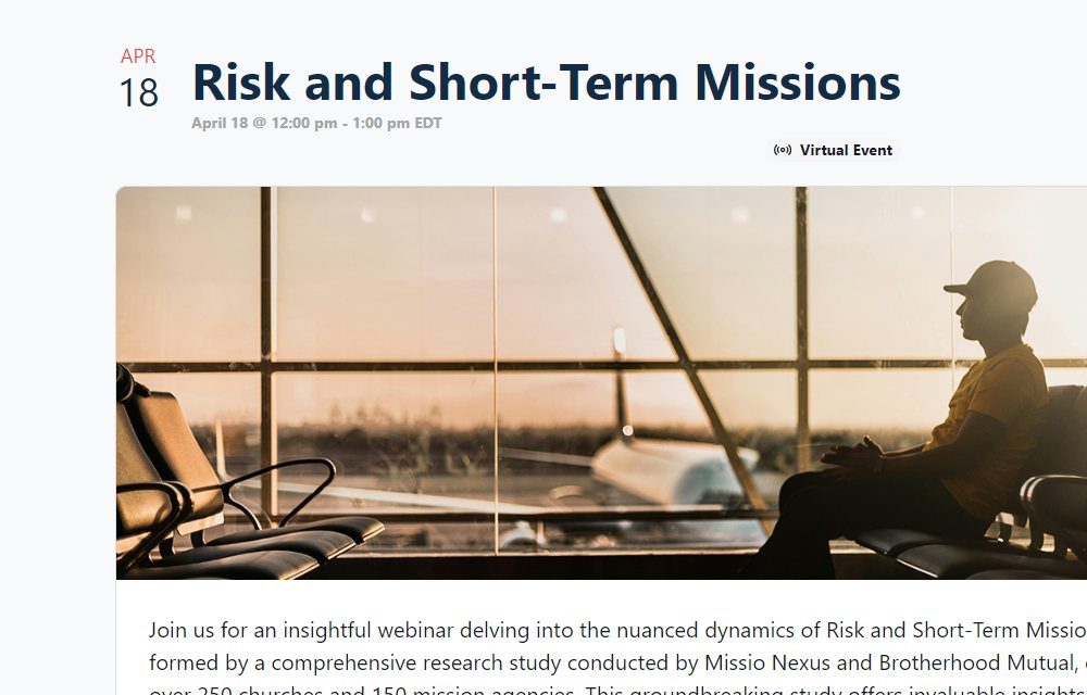 5) New Report: Risk and Short-Term Missions