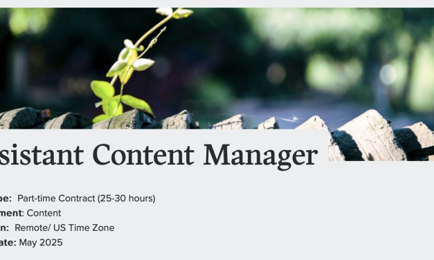 4) Job Opportunity: Assistant Content Manager